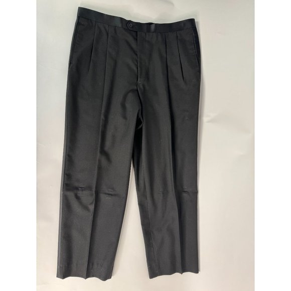 Custom Vintage Tuxedo Pant with Satin Stripe 40 Black Polyester Blend - Picture 7 of 16